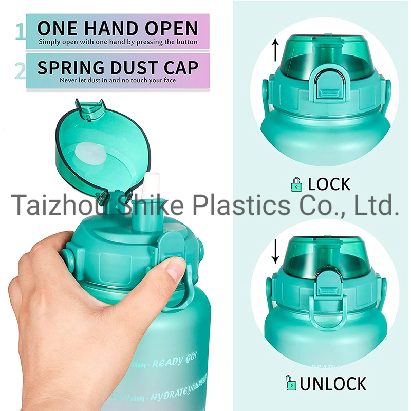 Leakproof Tritan BPA Free 2L Fitness Outdoor Sports Water Jug with Time Marker Large Plastic Motivational Water Bottle