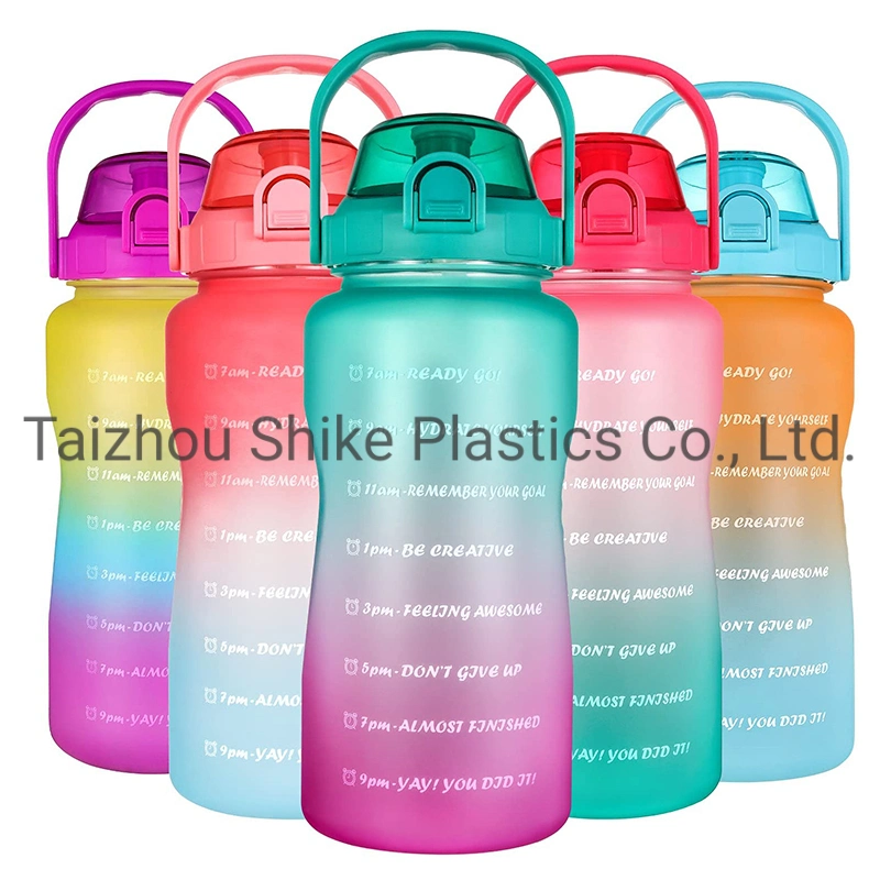 Leakproof Tritan BPA Free 2L Fitness Outdoor Sports Water Jug with Time Marker Large Plastic Motivational Water Bottle